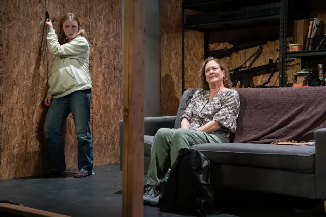 Grace Church as Claire and Karen Ziemba as Slipper in L.B. Browne’s “Safe House”.
